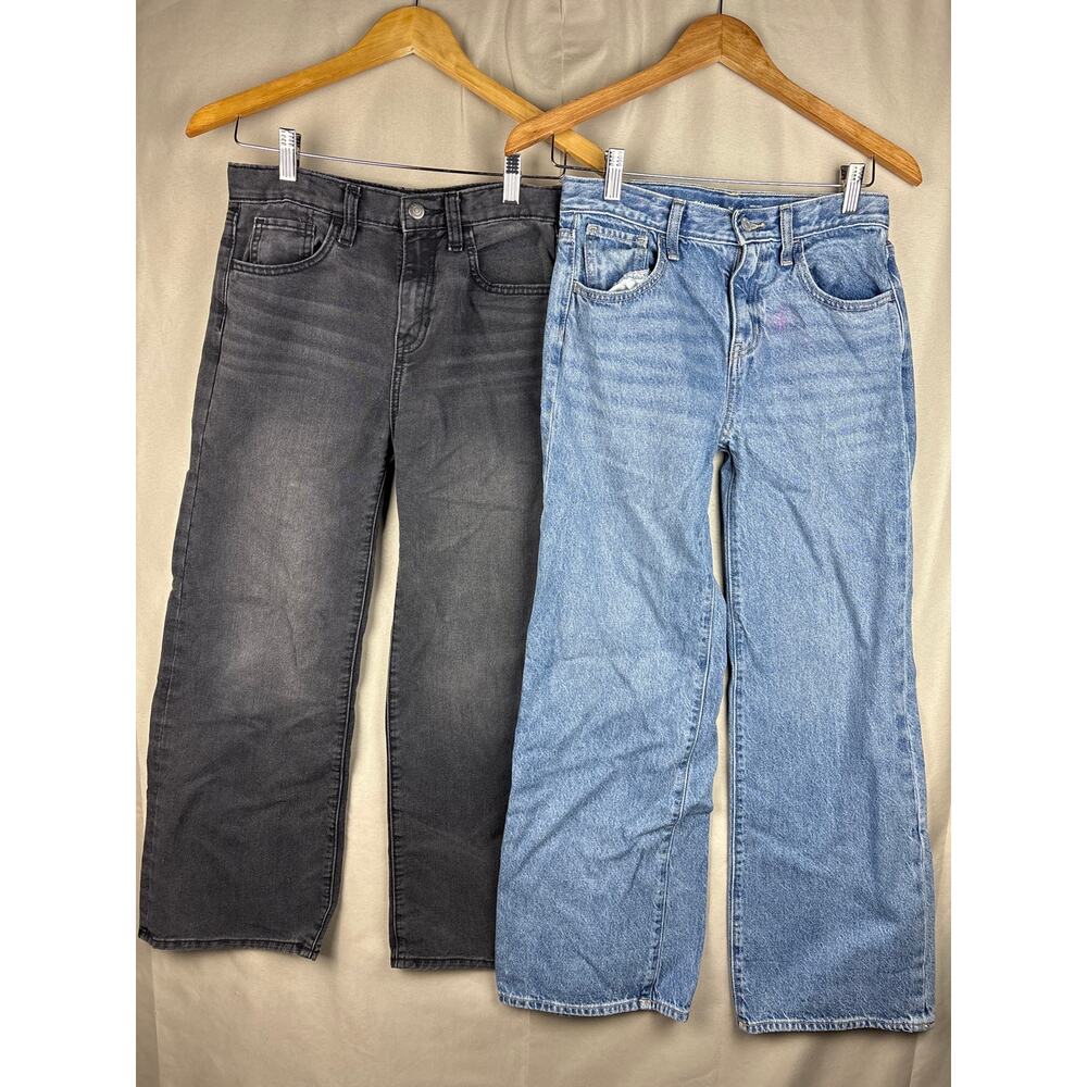 Girls Old Navy High Rise Baggy Jeans Sz 14 lot of 2 Pairs Black/Blue